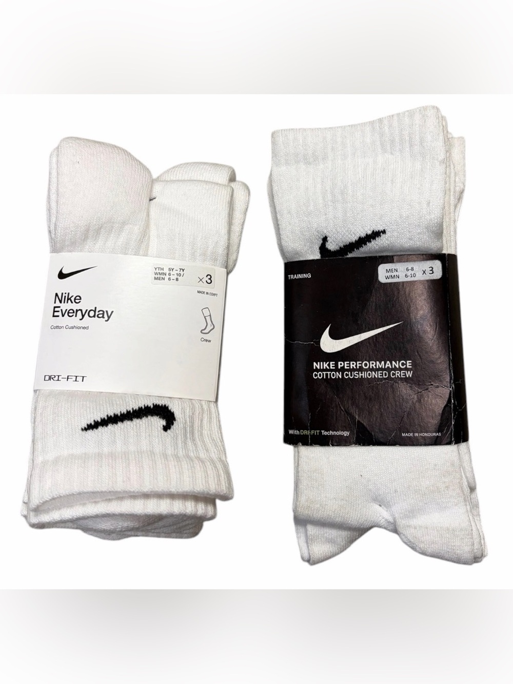 Nike Everyday & Performance Cotton Cushioned Crew Socks - White (6-Pack)
Size M